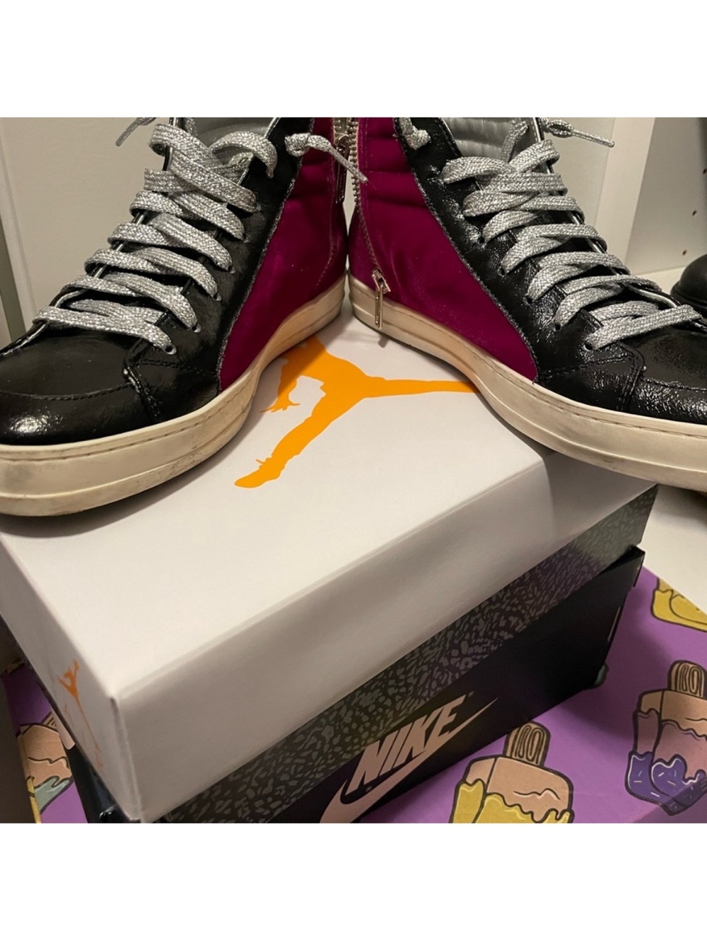 Platform Sneaker with Pink Accent - Women's Casual Shoe - Picture 3 of 4